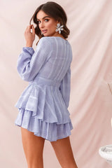 Lavender Plaid Romper with Plunging V-Neck